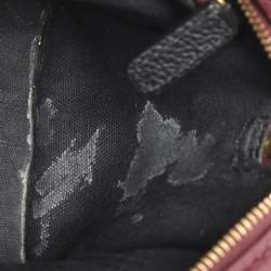 Pre Owned Alexander McQueen Burgundy/Black Pebbled Leather Mini Skull Padlock Zip Tote