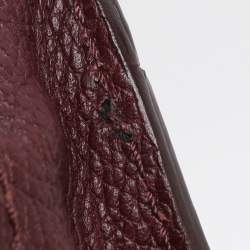 Pre Owned Alexander McQueen Burgundy/Black Pebbled Leather Mini Skull Padlock Zip Tote