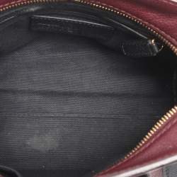 Pre Owned Alexander McQueen Burgundy/Black Pebbled Leather Mini Skull Padlock Zip Tote