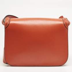 Pre Owned Alexander McQueen Orange Leather Skull Padlock Shoulder Bag