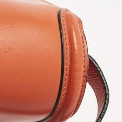 Pre Owned Alexander McQueen Orange Leather Skull Padlock Shoulder Bag