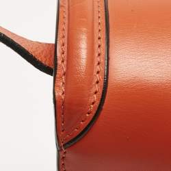 Pre Owned Alexander McQueen Orange Leather Skull Padlock Shoulder Bag