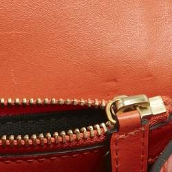 Pre Owned Alexander McQueen Orange Leather Skull Padlock Shoulder Bag