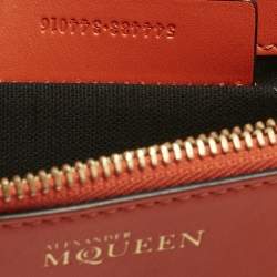 Pre Owned Alexander McQueen Orange Leather Skull Padlock Shoulder Bag