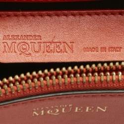 Pre Owned Alexander McQueen Orange Leather Skull Padlock Shoulder Bag