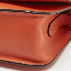 Pre Owned Alexander McQueen Orange Leather Skull Padlock Shoulder Bag