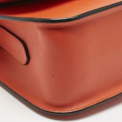 Pre Owned Alexander McQueen Orange Leather Skull Padlock Shoulder Bag