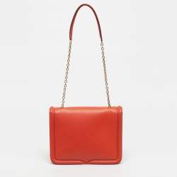 Pre Owned Alexander McQueen Orange Leather Heroine Chain Shoulder Bag