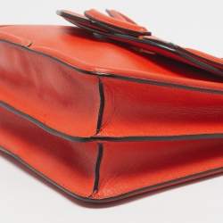 Pre Owned Alexander McQueen Orange Leather Heroine Chain Shoulder Bag