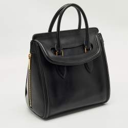 Pre Owned Alexander McQueen Black Leather Medium Heroine Tote