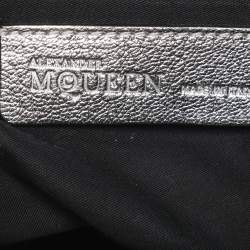 Pre Owned Alexander McQueen Metallic Silver Leather Small De Manta Clutch