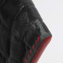 Pre Owned Alexander McQueen Black Croc Embossed Leather Skull Envelope Clutch
