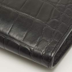 Pre Owned حقيبة بوش ألكسندر ماكوين بلون أسود بنقش تمساح بجلد مع خواتم كريستال رباعية