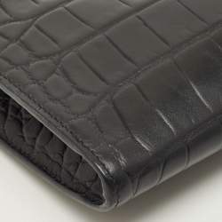 Pre Owned حقيبة بوش ألكسندر ماكوين بلون أسود بنقش تمساح بجلد مع خواتم كريستال رباعية