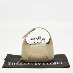 مملوكة مسبقًا Alexander McQueen Jewelled Mini Beige Leather Hobo