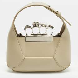 مملوكة مسبقًا Alexander McQueen Jewelled Mini Beige Leather Hobo