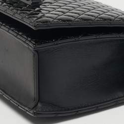 مملوكة مسبقًا Alexander McQueen Black Quilted Patent Leather Four Ring Skull Shoulder Bag
