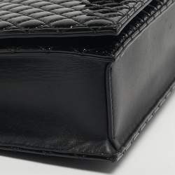 مملوكة مسبقًا Alexander McQueen Black Quilted Patent Leather Four Ring Skull Shoulder Bag