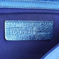 Pre Owned حقيبة كلتش أليكساندر ماكوين معدنية جلدي أزرق معدني