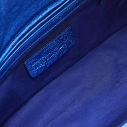 Pre Owned حقيبة كلتش أليكساندر ماكوين معدنية جلدي أزرق معدني