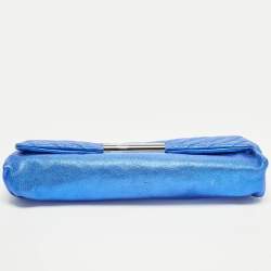 Pre Owned حقيبة كلتش أليكساندر ماكوين معدنية جلدي أزرق معدني