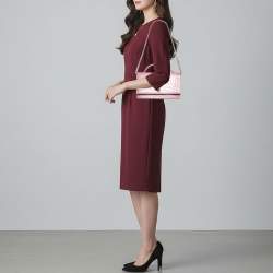 Pre Owned Alexander McQueen Skull Chain Pink Croc Embossed Leather Top Handle Bag