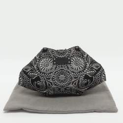 Pre Owned Alexander McQueen De Manta Black/White Printed Satin Clutch