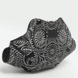 Pre Owned Alexander McQueen De Manta Black/White Printed Satin Clutch