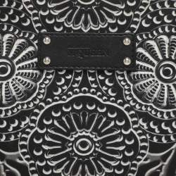 Pre Owned Alexander McQueen De Manta Black/White Printed Satin Clutch