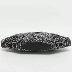 Pre Owned Alexander McQueen De Manta Black/White Printed Satin Clutch