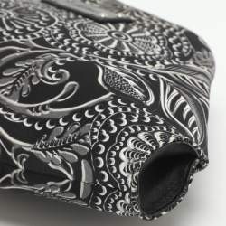 Pre Owned Alexander McQueen De Manta Black/White Printed Satin Clutch