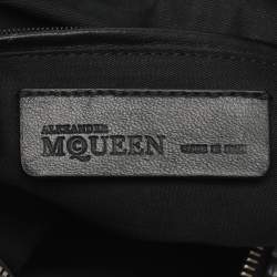 Pre Owned Alexander McQueen De Manta Black/White Printed Satin Clutch