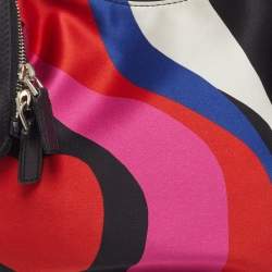 Pre Owned حقيبة كلتش أليكساندر ماكوين دي مانتا جلد وساتان طباعة قلب أسود متوسطة