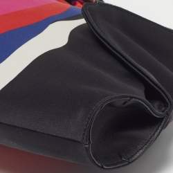 Pre Owned حقيبة كلتش أليكساندر ماكوين دي مانتا جلد وساتان طباعة قلب أسود متوسطة