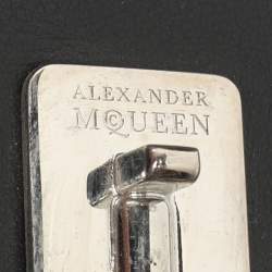 Pre Owned Alexander McQueen Skull Embellished Black Leather French Wallet