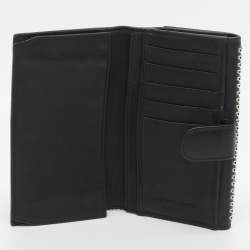 Pre Owned Alexander McQueen Skull Embellished Black Leather French Wallet