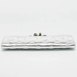 Pre Owned Alexander McQueen Jewelled Knuckle Graffiti Silver Quilted Leather Clutch
