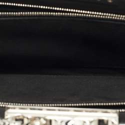 Pre Owned Alexander McQueen Jewelled Knuckle Graffiti Silver Quilted Leather Clutch