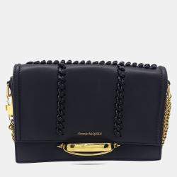 Pre Owned حقيبة كتف ألكسندر ماكوين سلسلة جلد أسود