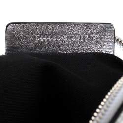Pre Owned Alexander McQueen Silver Skull Padlock Leather Studded Fold Over Clutch