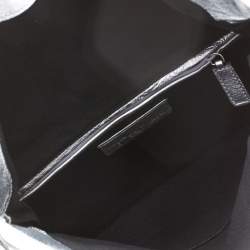 Pre Owned Alexander McQueen Silver Skull Padlock Leather Studded Fold Over Clutch