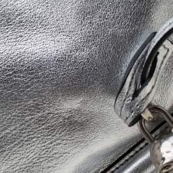 Pre Owned Alexander McQueen Silver Skull Padlock Leather Studded Fold Over Clutch