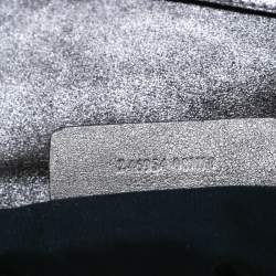Pre Owned Alexander McQueen Metallic Grey Textured Leather Wristlet Clutch