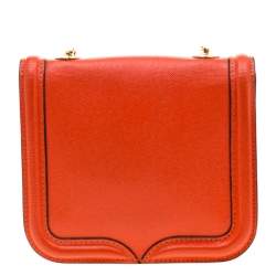 Pre Owned Alexander McQueen Orange Leather Mini Heroine Chain Crossbody Bag