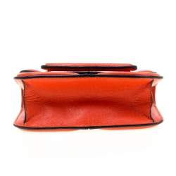 Pre Owned Alexander McQueen Orange Leather Mini Heroine Chain Crossbody Bag