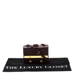 Pre Owned Alexander McQueen Burgundy Croc Embossed Leather Cage Box Bag