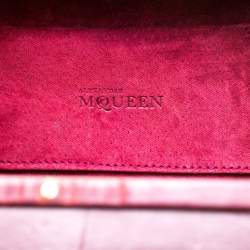 Pre Owned Alexander McQueen Burgundy Croc Embossed Leather Cage Box Bag