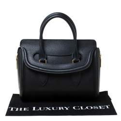 Pre Owned Alexander McQueen Black Leather Medium Heroine Tote