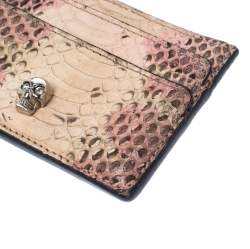 Alexander McQueen Beige/Pink Python Skull Card Holder