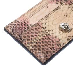 Alexander McQueen Beige/Pink Python Skull Card Holder